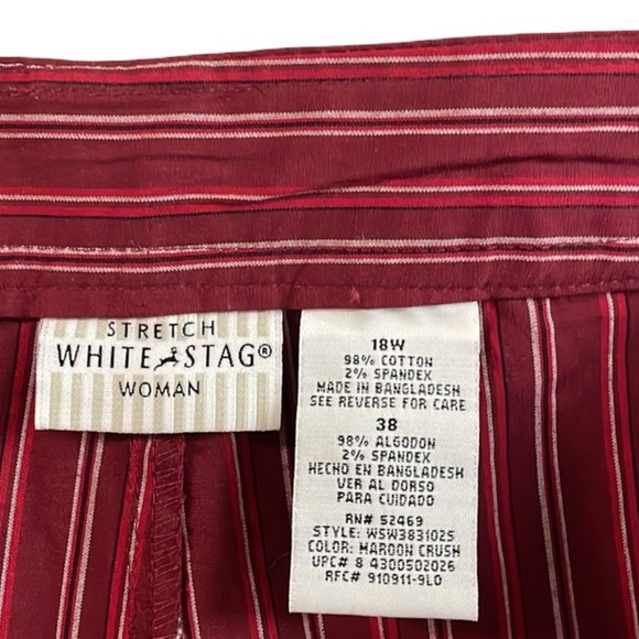 WHITE STAG Maroon/White Striped Relaxed Fit Stretch Capri Size 18W NWT - Picture 4 of 4